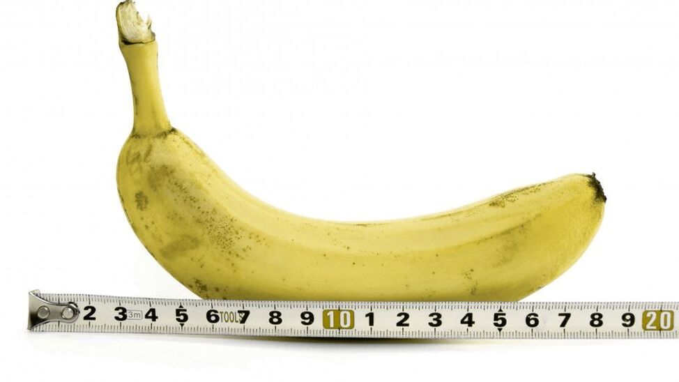 measuring the penis after augmentation with gel on the example of a banana
